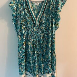 Poupette St. Barth Blue Ruffled Smocked Mini Dress